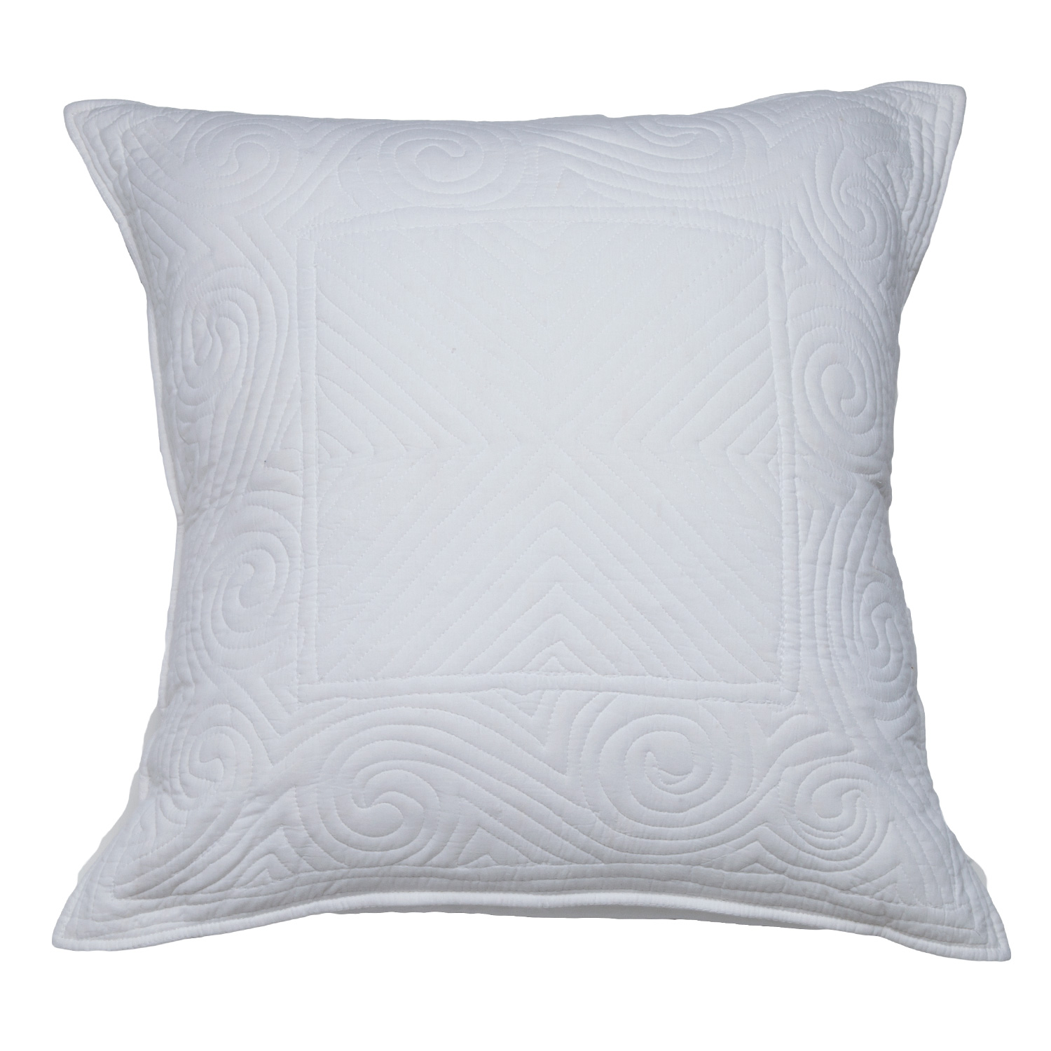 Geometric Quilted Pillow Cover - White
